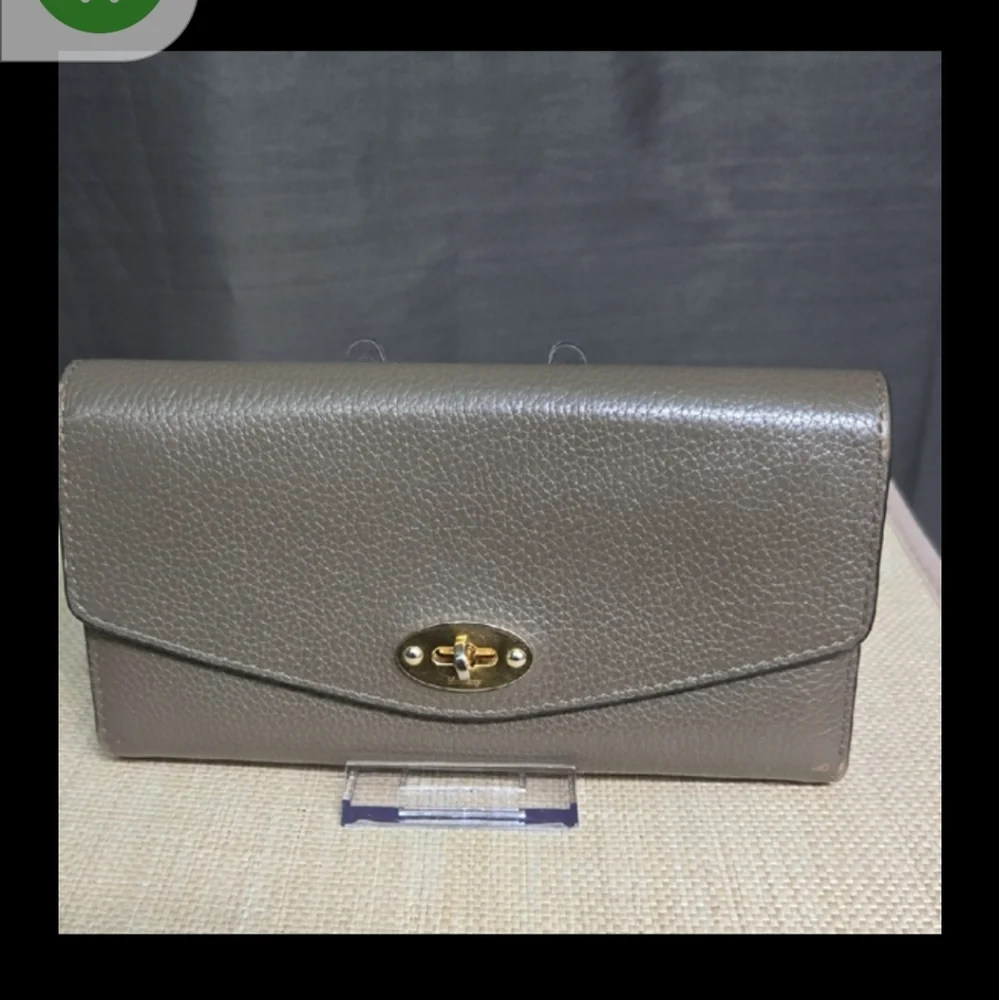 Mulberry Leather Wallet with Burgundy Interior and Gold Postman Hardware